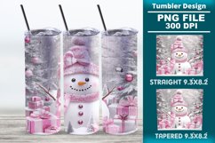 Pink Christmas snowman 20oz tumbler wrap design Product Image 1