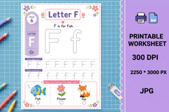 Letter f letters trace printable alphabet tracing worksheet Product Image 1