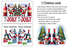 Funny Christmas Card Design, Printable A4 Holiday, Cut-out Product Image 2