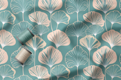 Art Deco Ginkgo Floral Seamless Patterns, Modern Floral Product Image 4
