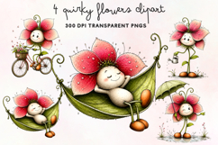 Quirky Flowers Clipart PNG Product Image 1