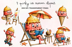Quirky Ice Cream Clipart PNG Product Image 1