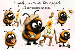 Quirky Summer Bee Clipart PNG Product Image 1