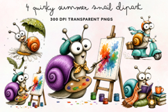 Quirky Summer Snail Clipart PNG Product Image 1