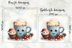 Christmas Lunch Bag Print | Kawaii Hot Chocolate and Cookies Product Image 2