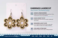 Simple Flower Earring SVG | Minimalist Laser Cut Jewelry Product Image 3