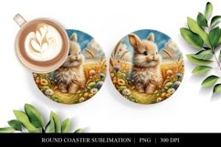 Bunny Coaster Design, Digital Download, Round Coffee PNG Product Image 1