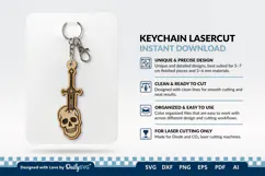 Skull and Sword Keychain SVG | Gothic Knight Cut File Product Image 2