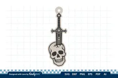Skull and Sword Keychain SVG | Gothic Knight Cut File Product Image 1
