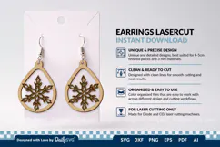 Snowflake Teardrop Earring SVG | Winter Jewelry Cut File Product Image 3