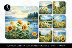 Sunflower Square Coaster Sublimation Bundle Product Image 1