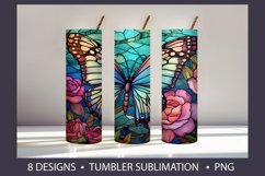 Stained Glass Butterfly Tumbler Wrap Sublimation Product Image 6