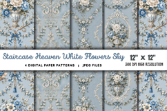 Staircase Heaven White Flowers Sky JPG Product Image 1
