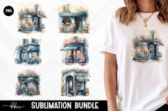 Blue &amp; Cream Bakery Watercolor Clipart Illustrations Product Image 1