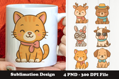 Cute Dressed Animal Sublimation PNG Product Image 1