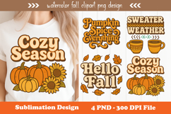 Watercolor fall clipart png design Product Image 1