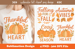 Watercolor fall clipart png design Product Image 1