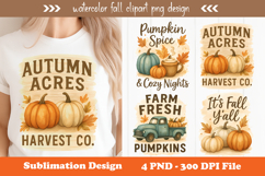 Watercolor fall clipart png design Product Image 1