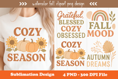 Watercolor fall clipart png design Product Image 1