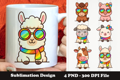 Cute Rainbow Animal Sublimation PNG Product Image 1