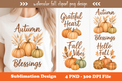 Watercolor fall clipart png design Product Image 1