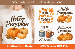 Watercolor fall clipart png design Product Image 1