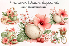 Summer Hibiscus Clipart PNG Product Image 1