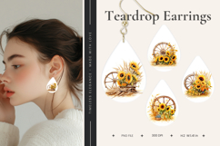 Sunflower Teardrop Earring Sunflower Bee Sublimation_6 Product Image 1