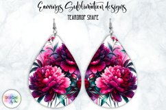 Peony Earrings Sublimation | Watercolour Peonies | Teardrop Product Image 1