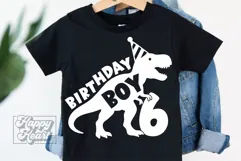 TRex 6th Birthday Boy SVG - Six Dinosaur Shirt Clipart PNG Product Image 2