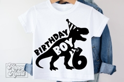 TRex 6th Birthday Boy SVG - Six Dinosaur Shirt Clipart PNG Product Image 3