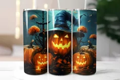 Creepy Halloween Pumpkins Tumbler Wrap 20 oz Product Image 2