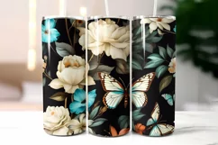 Floral Tumbler Wrap | Elegant Floral Silk Fabric Texture Product Image 2