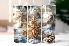 Merry Christmas Tumbler Wrap with Golden Snowflakes Product Image 2
