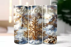 Merry Christmas Tumbler Wrap with Golden Snowflakes Product Image 2