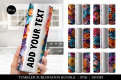 Paper Flower Tumbler Sublimation Bundle - 6 Stunning Designs Product Image 1