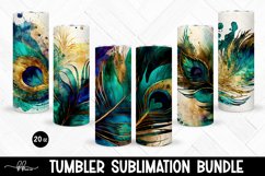 Watercolor Peacock Feather Tumbler Sublimation Bundle Product Image 1