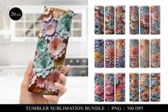 Pastel 3D Paper Flower Tumbler Sublimation Bundle Product Image 1