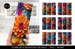 3D Paper Flower Tumbler Sublimation Bundle Product Image 1