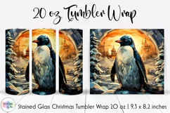 Stained Glass Christmas Penguin Tumbler Wrap | Penguin PNG Product Image 1