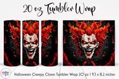 Creepy Clown Face Tumbler Wrap Sublimation | Scary Clown Product Image 1
