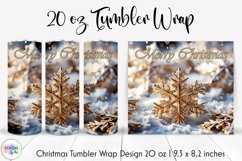 Merry Christmas Tumbler Wrap with Golden Snowflakes Product Image 1