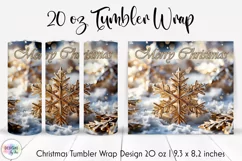 Merry Christmas Tumbler Wrap with Golden Snowflakes Product Image 1
