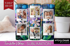 Stained Glass Photo Tumbler PNG - Flowers Picture Tumbler Product Image 1