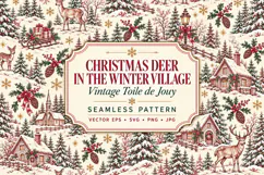 Vintage Christmas Deer Village Toile Product Image 1