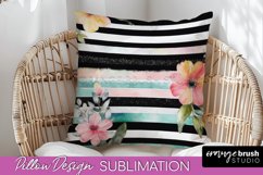 Watercolor Flowers Pillow Cover - Summer Pillow Sublimation Product Image 1