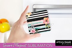 Pink Flowers Magnet Sublimation - Watercolor Magnet Design Product Image 1