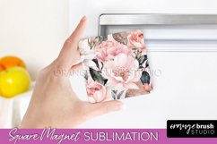 Pink Flowers Magnet Sublimation - Watercolor Magnet Design Product Image 1