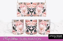 Pink Watercolor Flowers Mug Wrap - Floral Mug Sublimation Product Image 1
