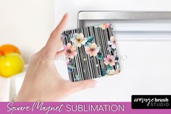 Pink Flowers Magnet Sublimation - Watercolor Magnet Design Product Image 1